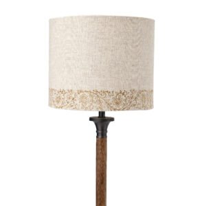 18cm drum hardback lampshade in cream printed jute