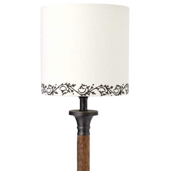 25cm drum hardback lampshade in white printed cotton - Image 2
