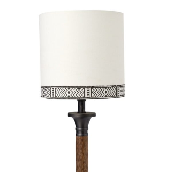 18cm drum hardback lampshade in white printed cotton - Image 2
