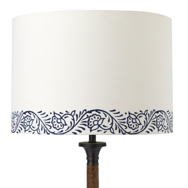 35cm drum hardback lampshade in white printed cotton - Image 2