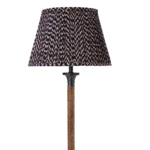 30cm straight empire softback lampshade in blue block printed cotton