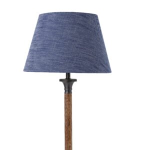 30cm straight empire hardback lampshade in blue cotton chambray