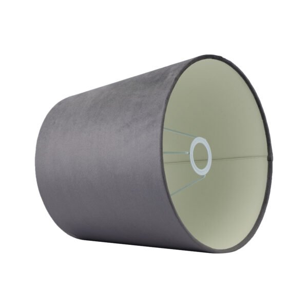 30cm tall hardback lampshade in grey velvet - Image 3