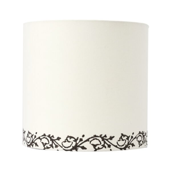 25cm drum hardback lampshade in white printed cotton - Image 3