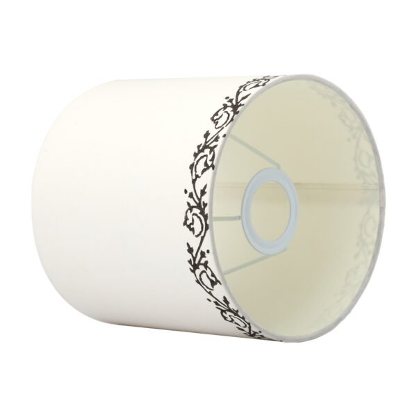 25cm drum hardback lampshade in white printed cotton - Image 4