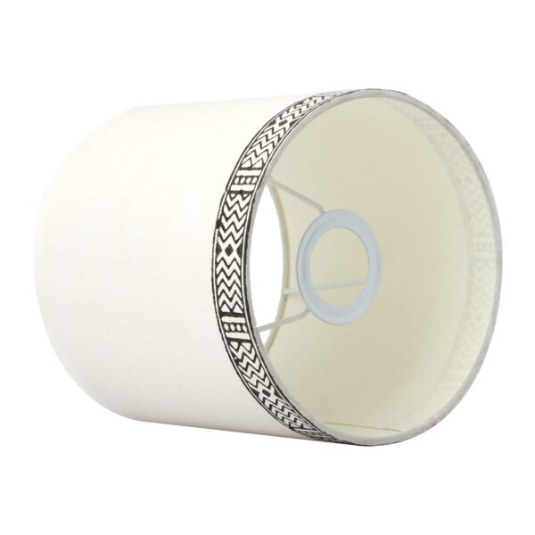 18cm drum hardback lampshade in white printed cotton - Image 4