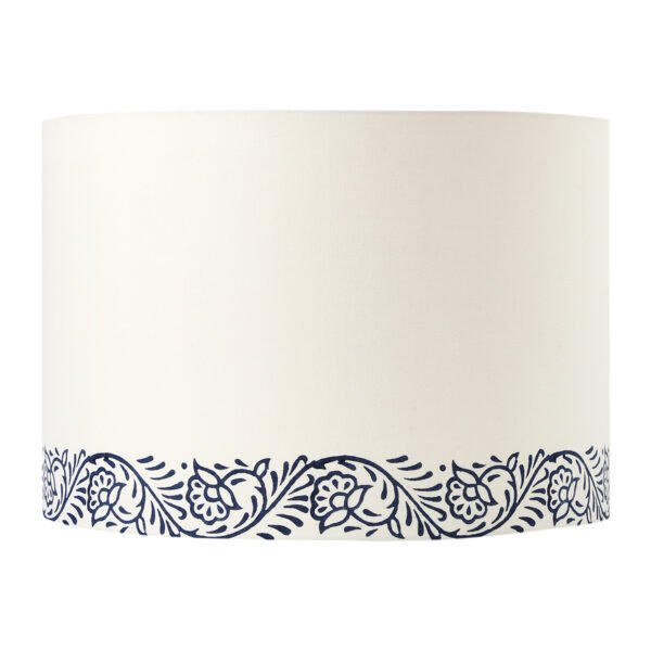 35cm drum hardback lampshade in white printed cotton - Image 3