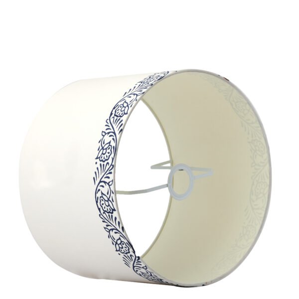 35cm drum hardback lampshade in white printed cotton - Image 4