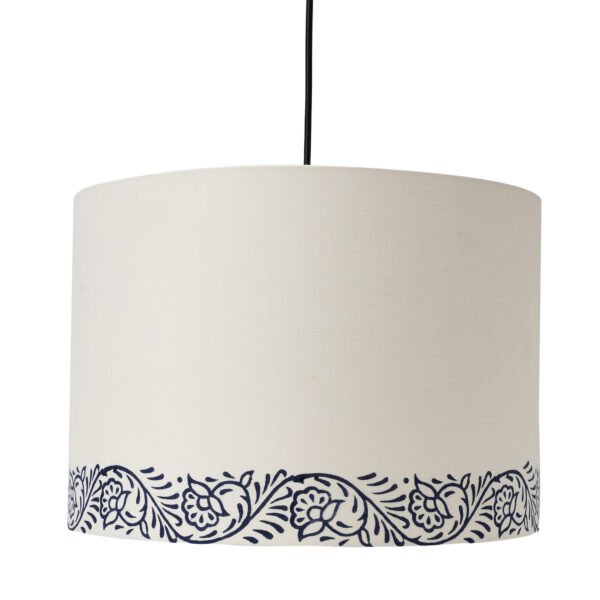 35cm drum hardback lampshade in white printed cotton - Image 6