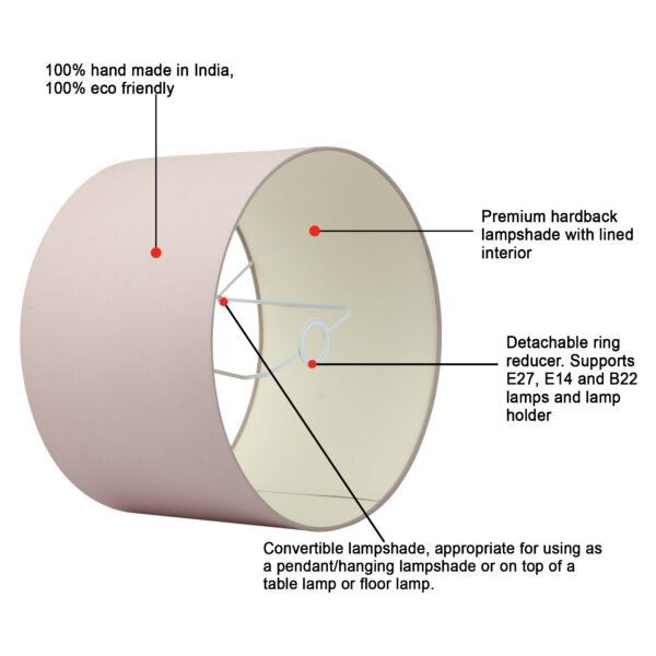 45cm drum convertible hardback premium lampshade in plain - Image 5